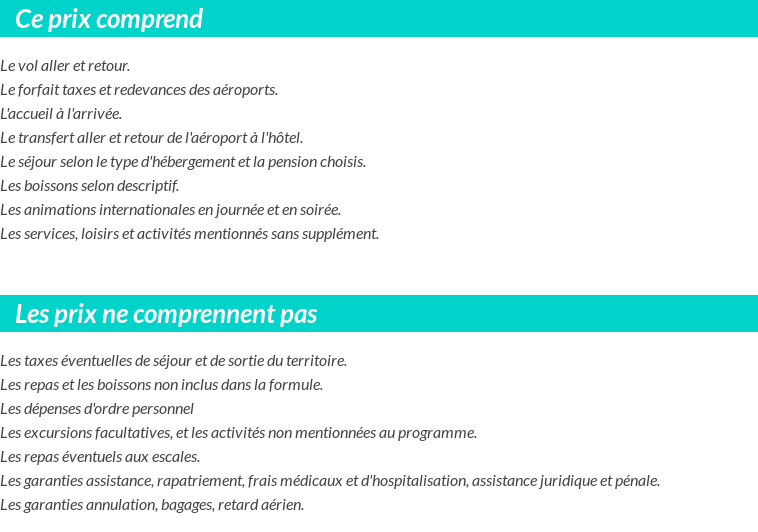 Conditions tarifaires