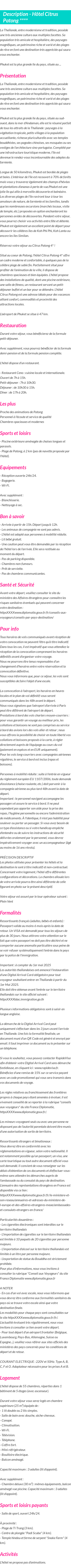 Détails du séjour