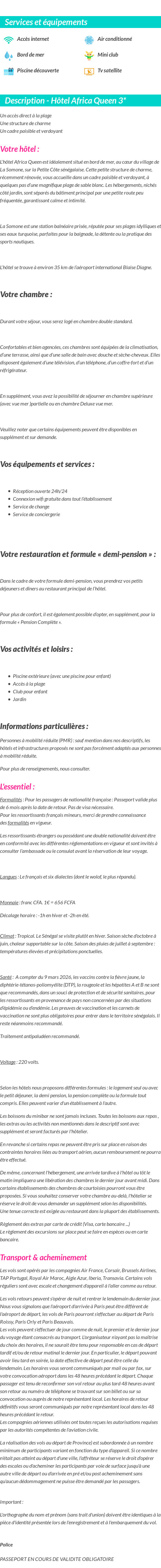 Détails du séjour