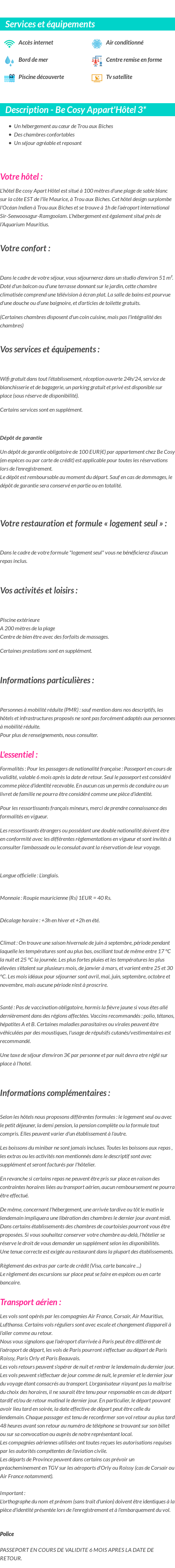 Détails du séjour