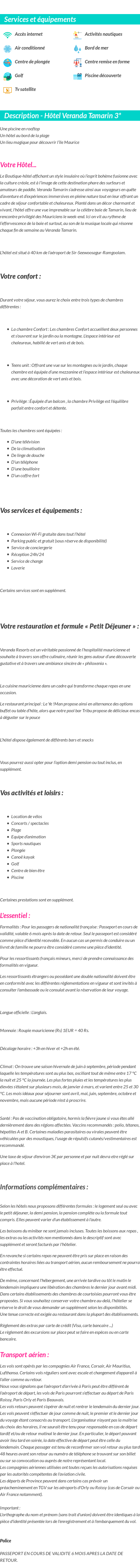 Détails du séjour