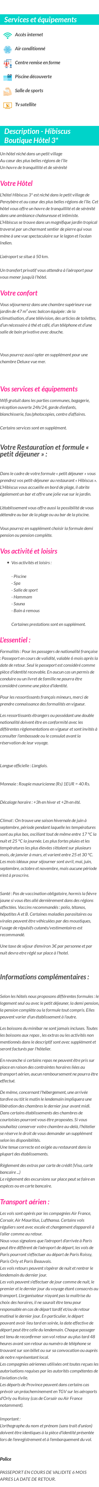 Détails du séjour