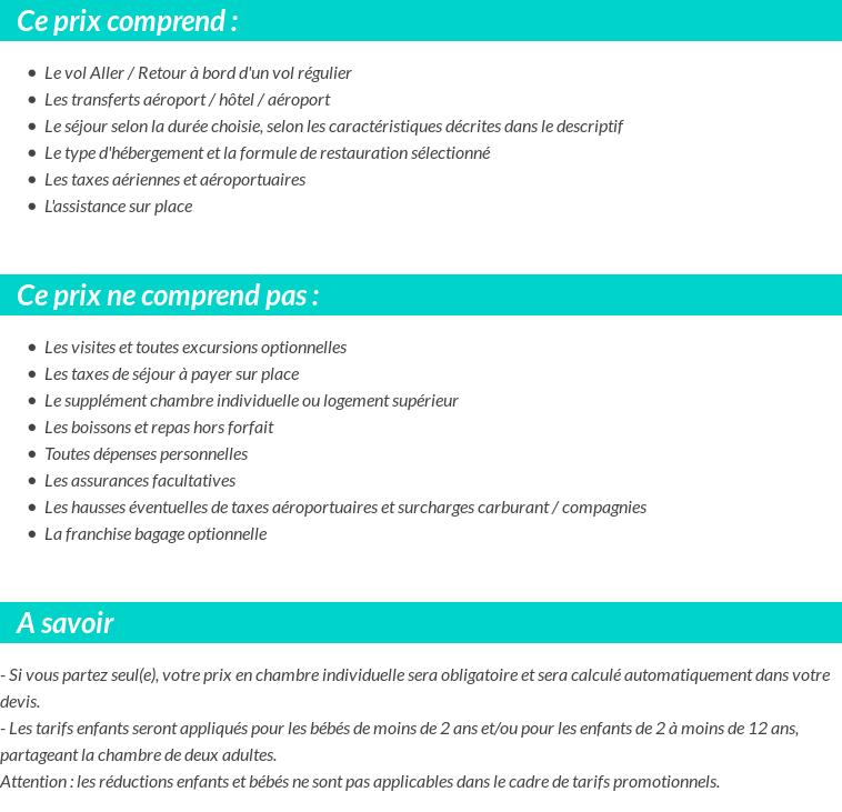 Conditions tarifaires