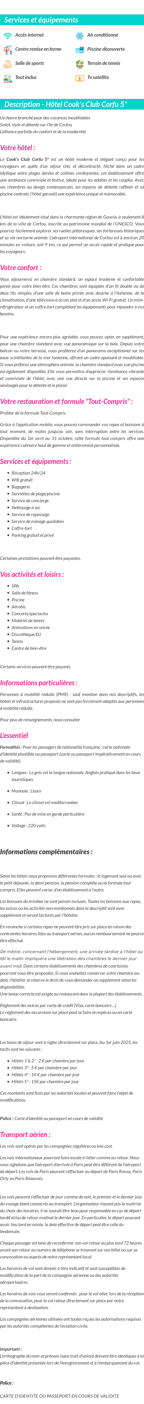Détails du séjour