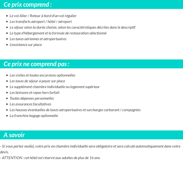 Conditions tarifaires