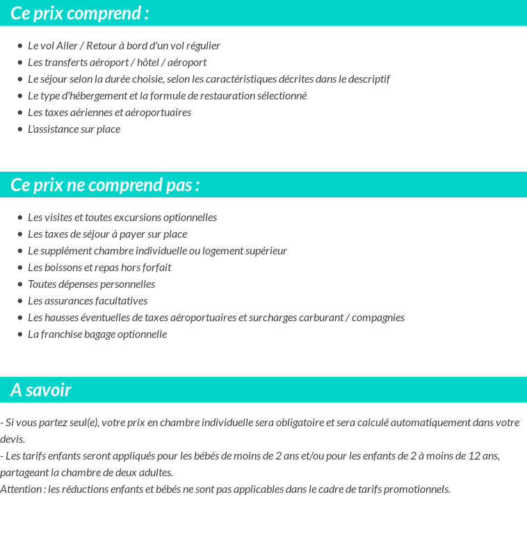 Conditions tarifaires