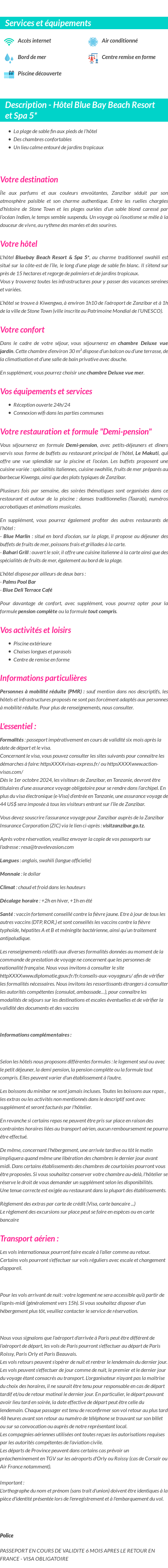Détails du séjour