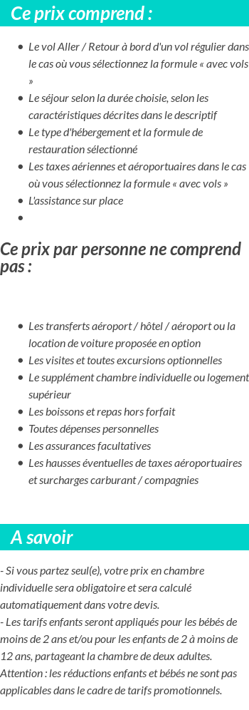 Conditions tarifaires