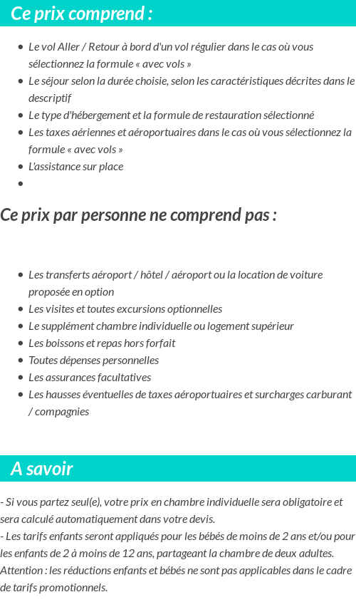 Conditions tarifaires