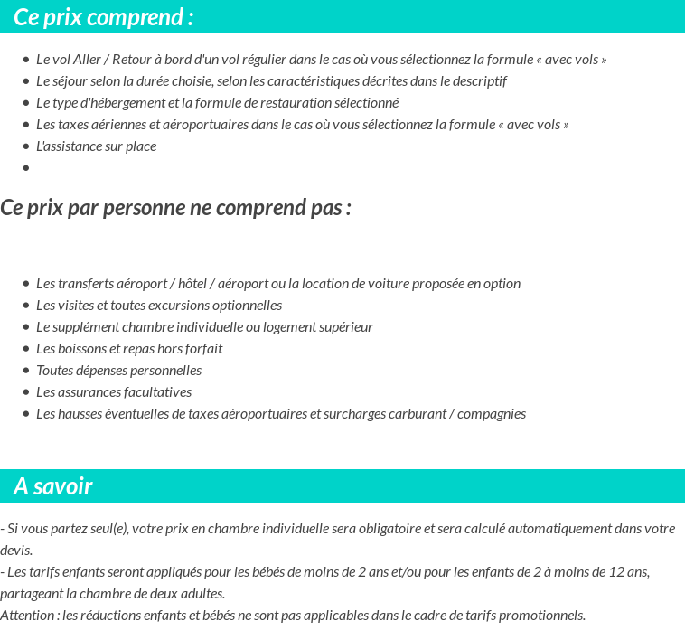 Conditions tarifaires