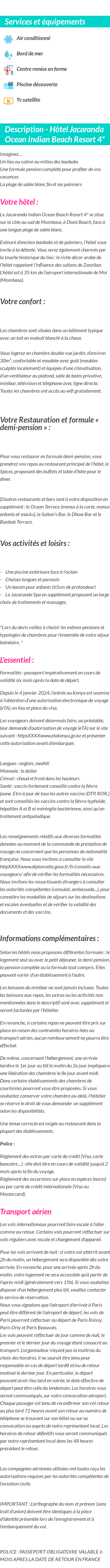 Détails du séjour