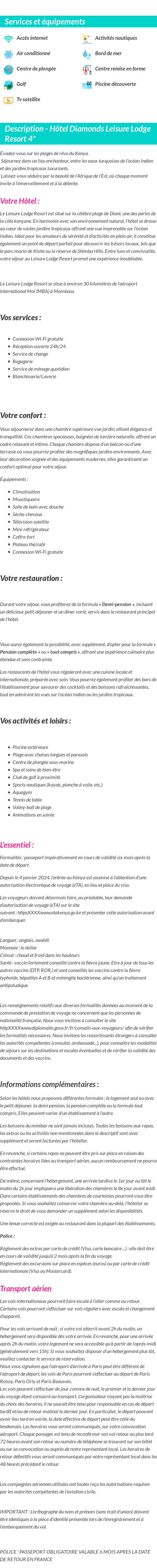 Détails du séjour