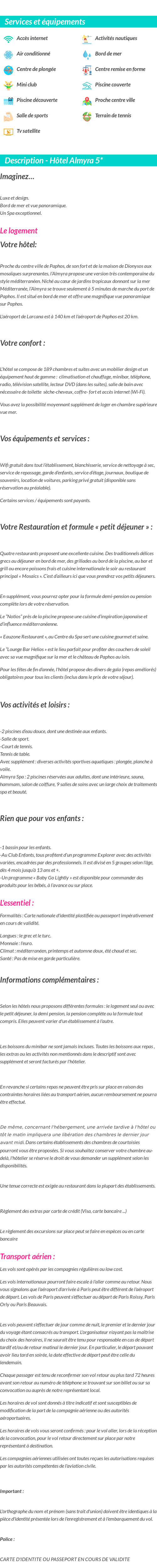 Détails du séjour