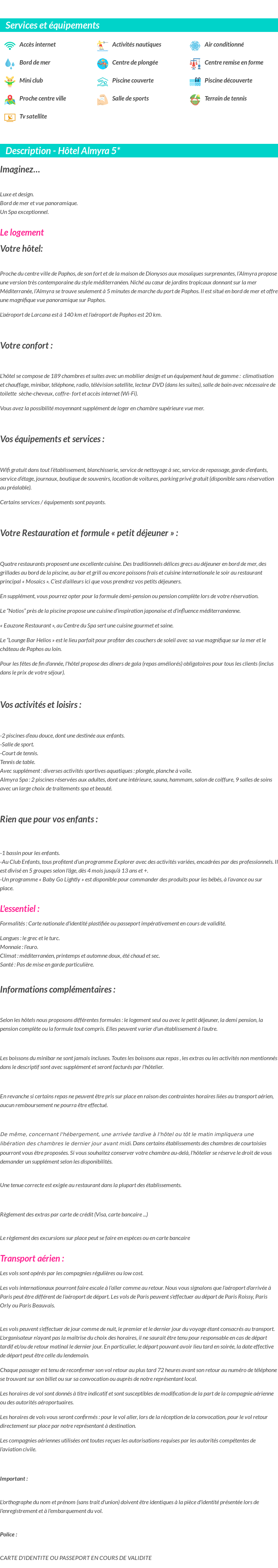 Détails du séjour