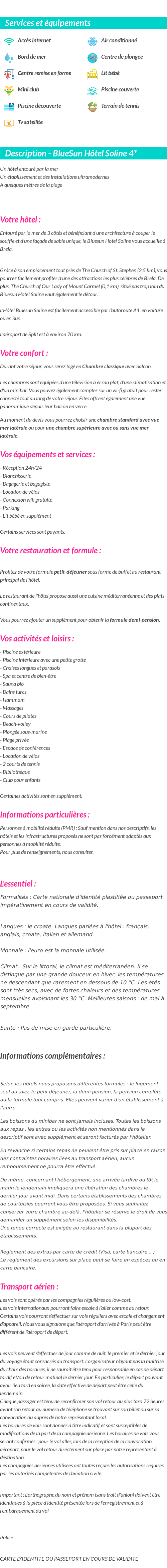 Détails du séjour