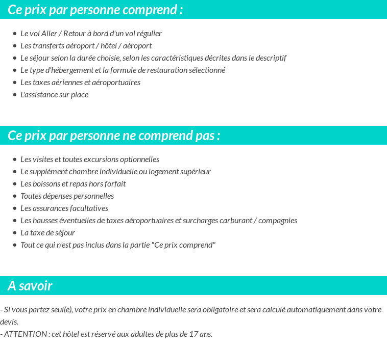Conditions tarifaires
