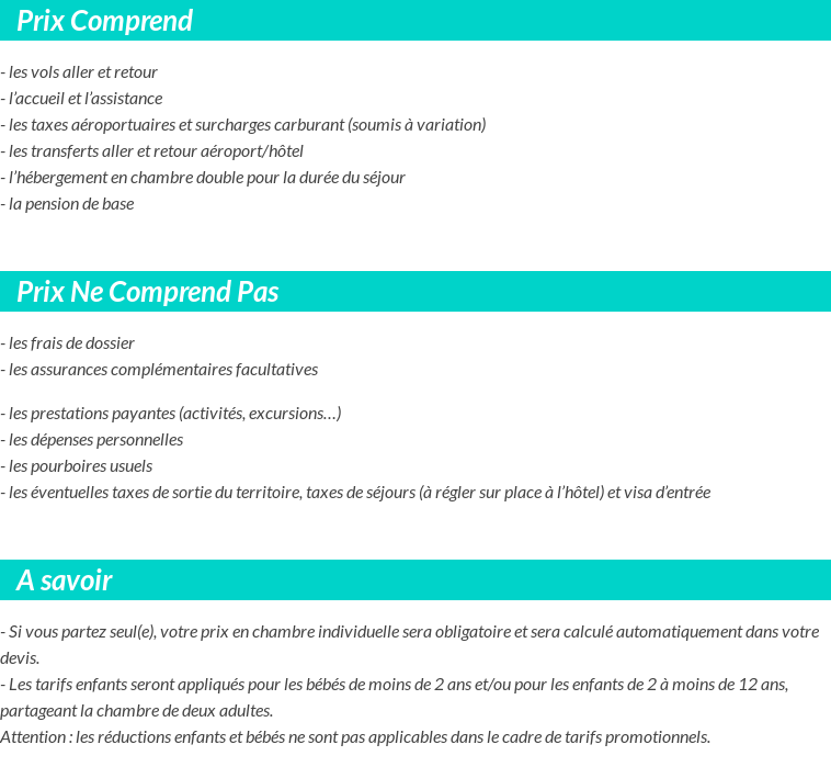 Conditions tarifaires