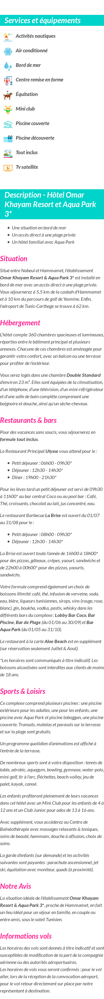 Détails du séjour