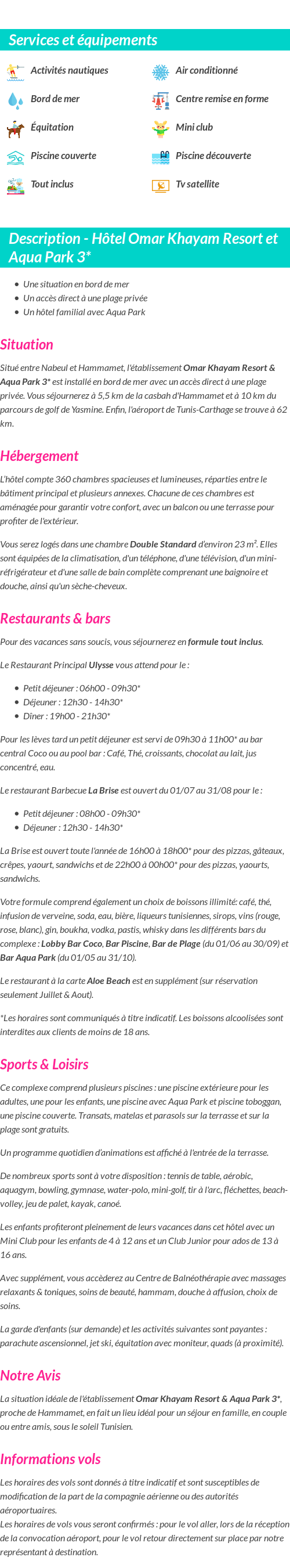 Détails du séjour
