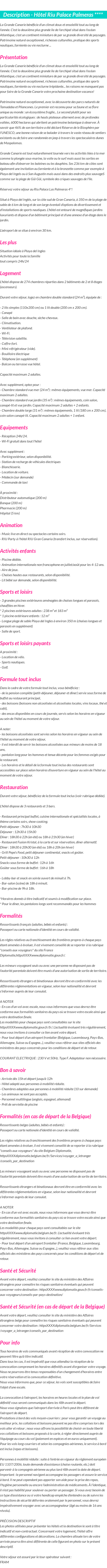 Détails du séjour