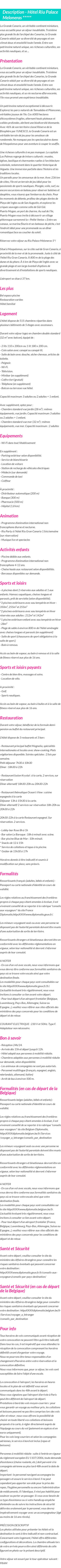 Détails du séjour