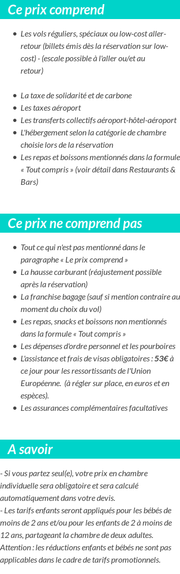 Conditions tarifaires