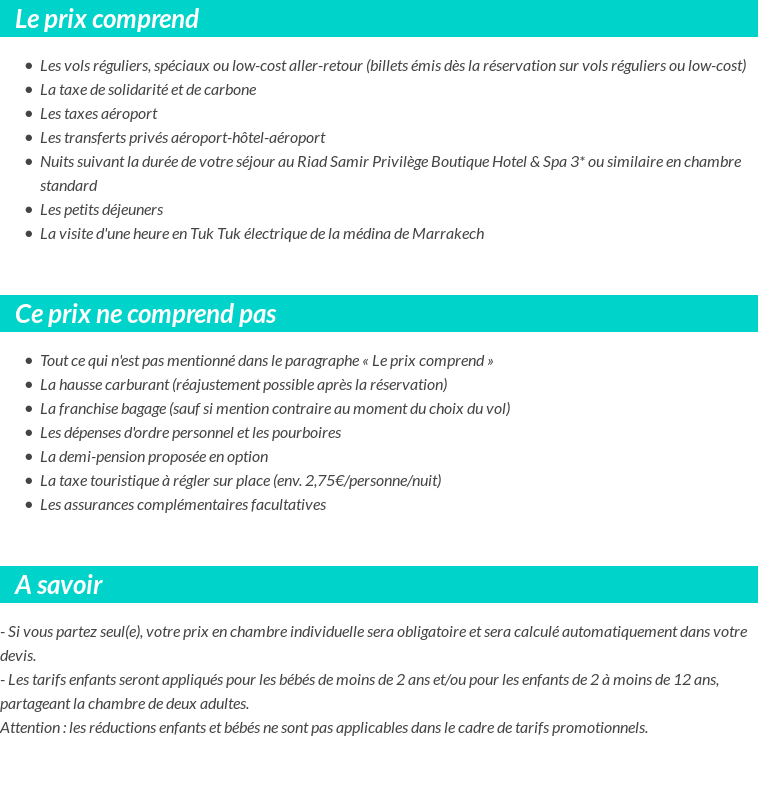 Conditions tarifaires