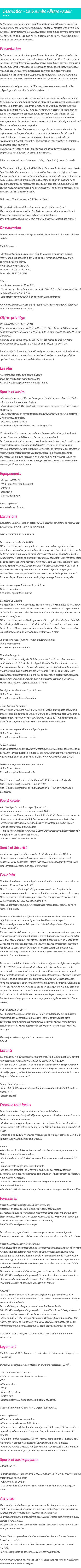 Détails du séjour
