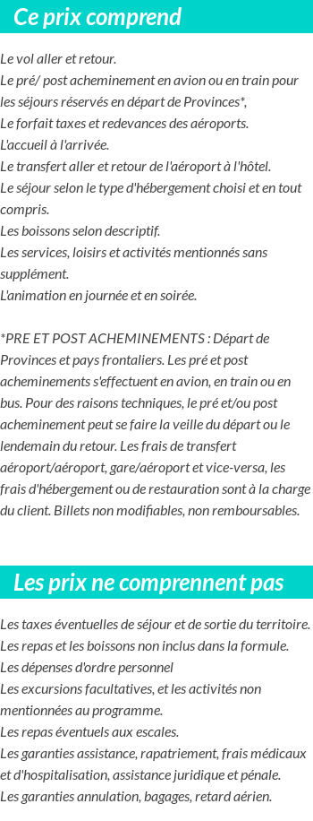 Conditions tarifaires