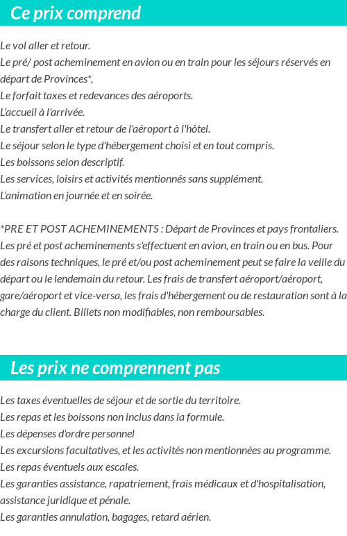 Conditions tarifaires