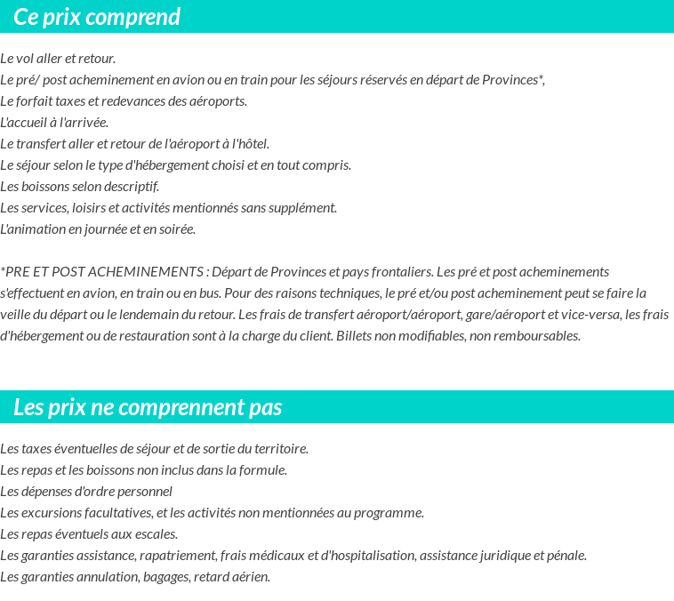 Conditions tarifaires