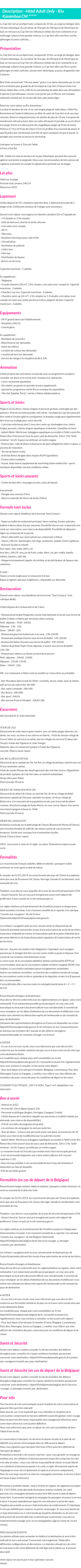 Détails du séjour