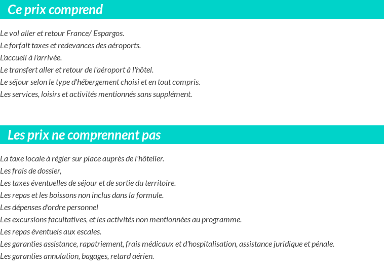 Conditions tarifaires