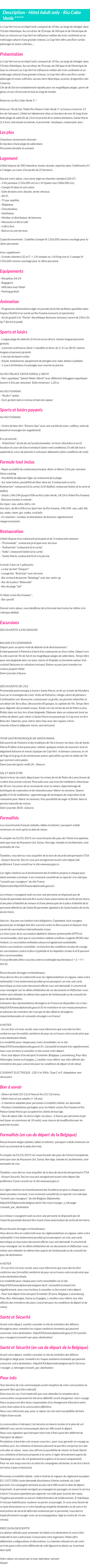 Détails du séjour