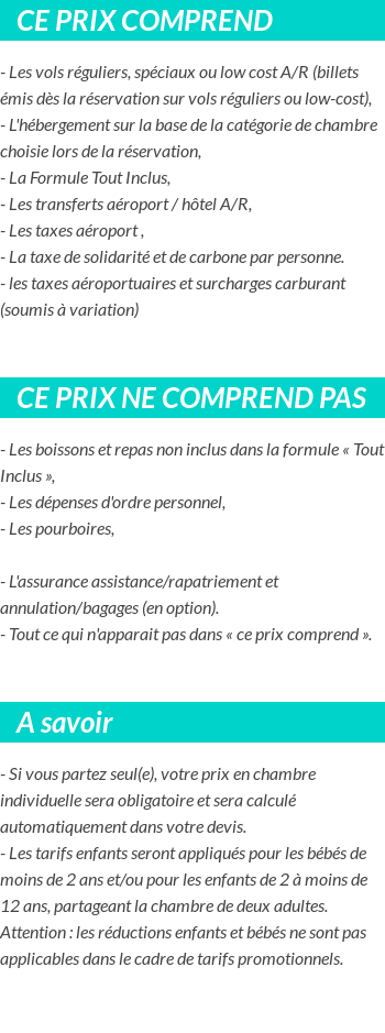 Conditions tarifaires