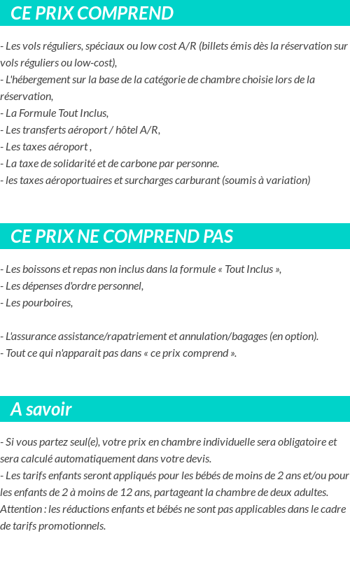 Conditions tarifaires