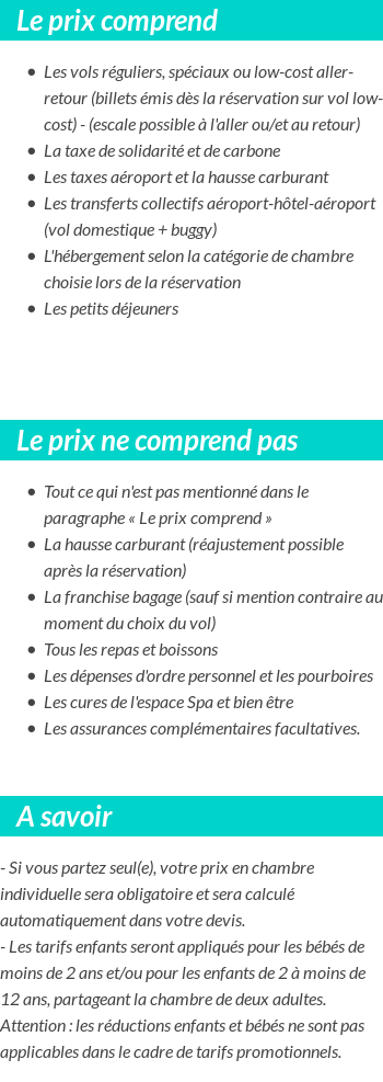 Conditions tarifaires