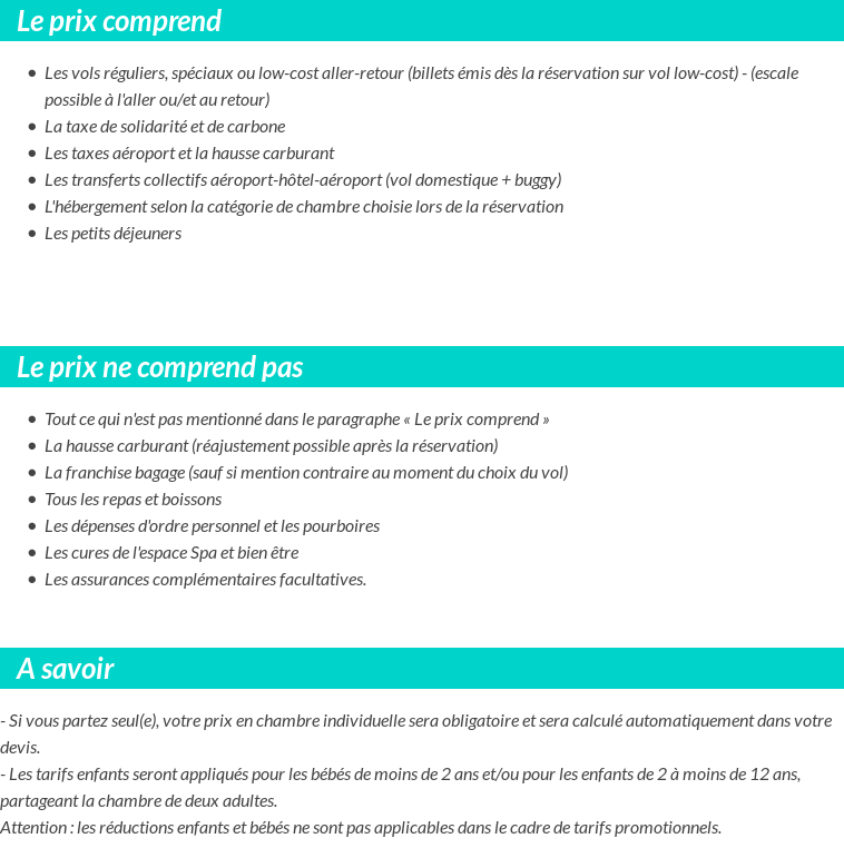 Conditions tarifaires