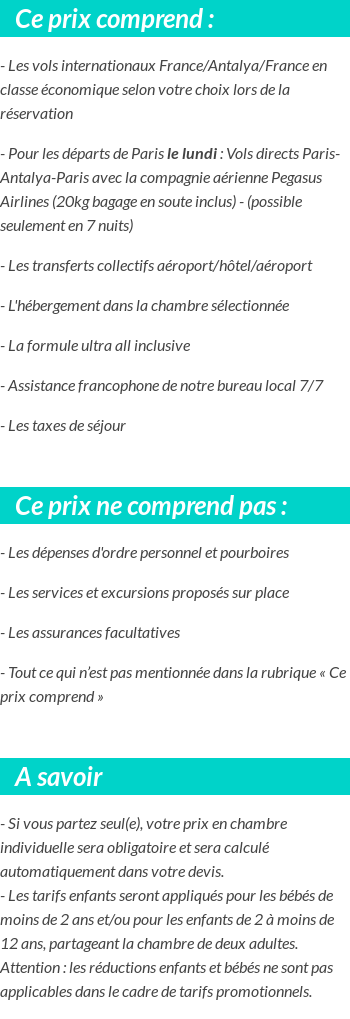 Conditions tarifaires