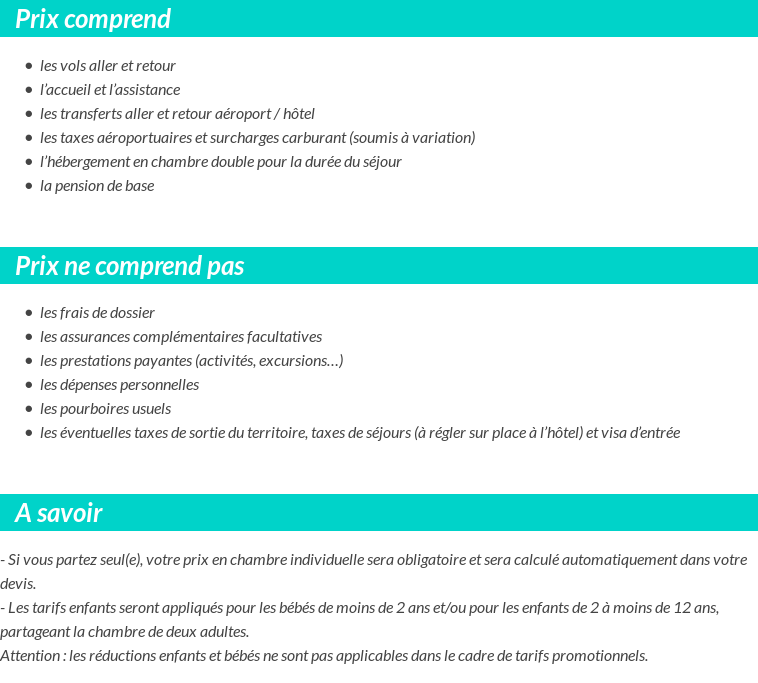 Conditions tarifaires