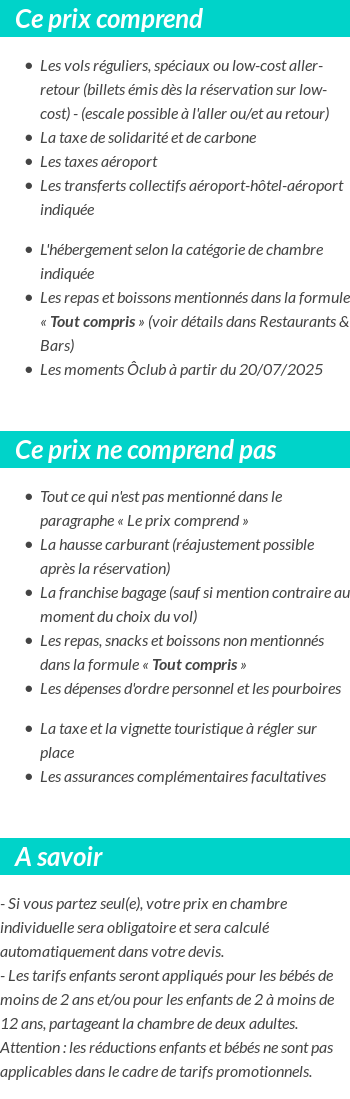 Conditions tarifaires