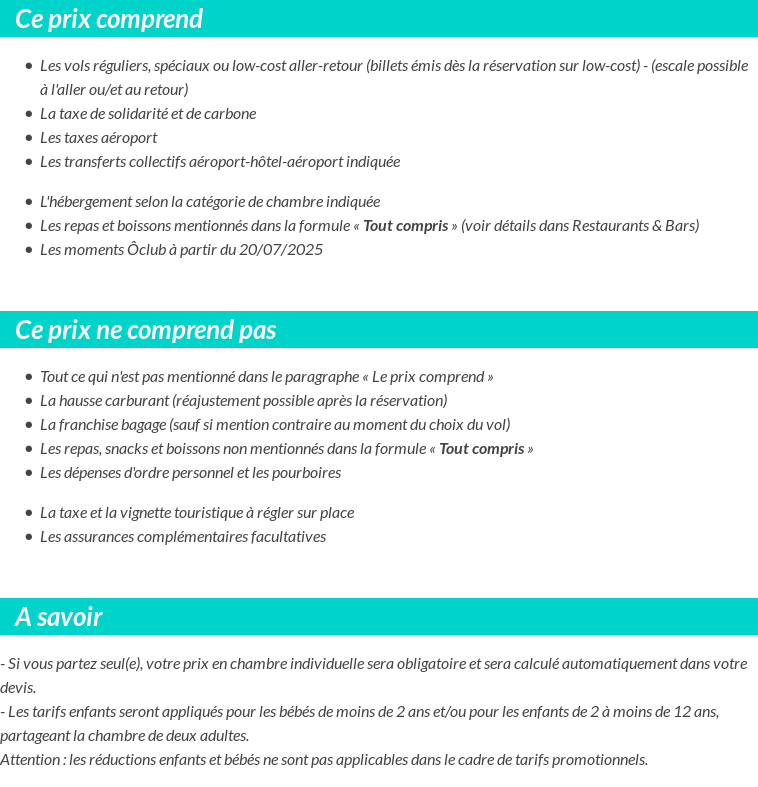 Conditions tarifaires