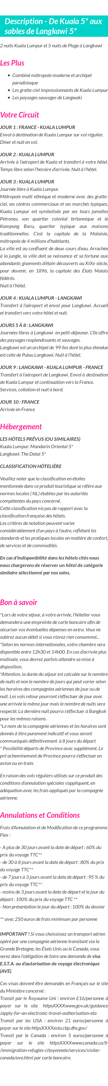 Détails du séjour