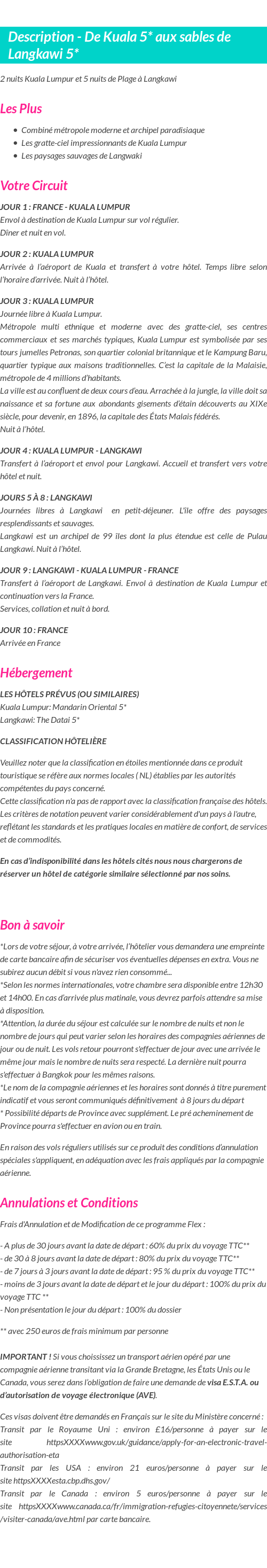 Détails du séjour