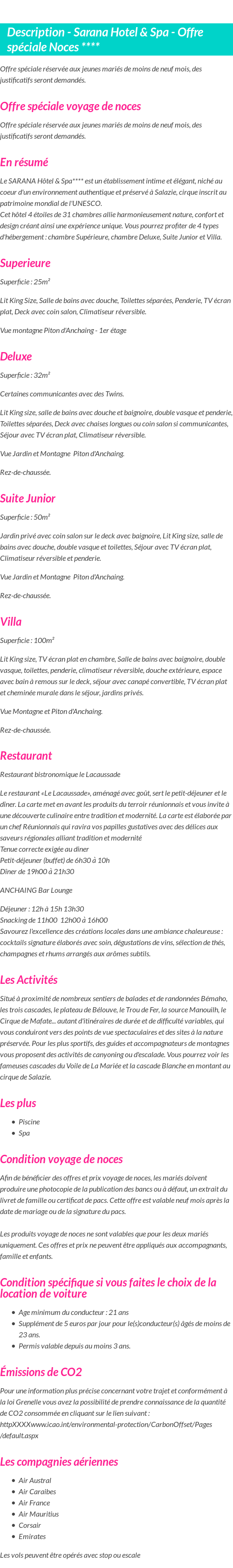 Détails du séjour