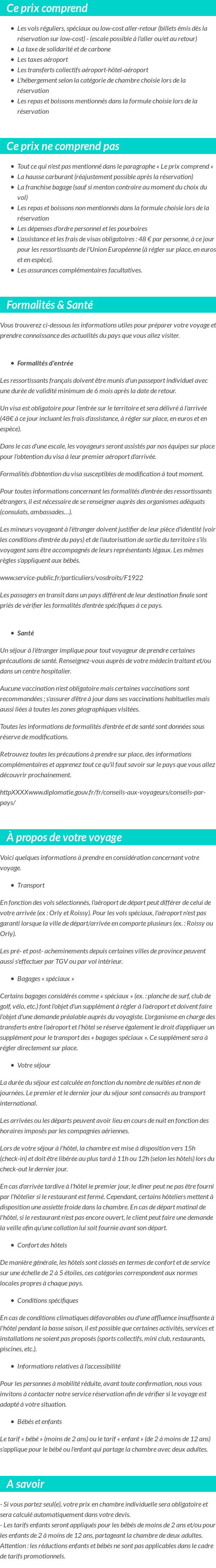 Conditions tarifaires