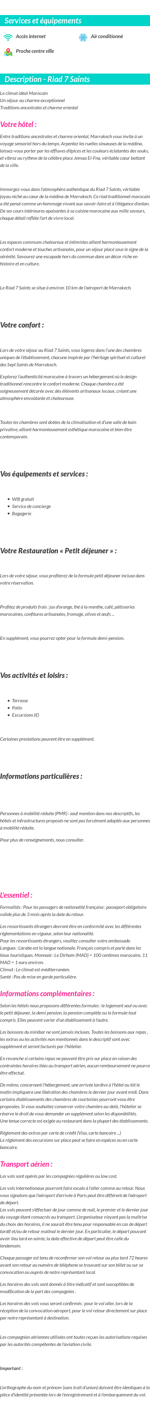 Détails du séjour