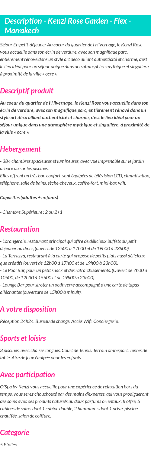 Détails du séjour