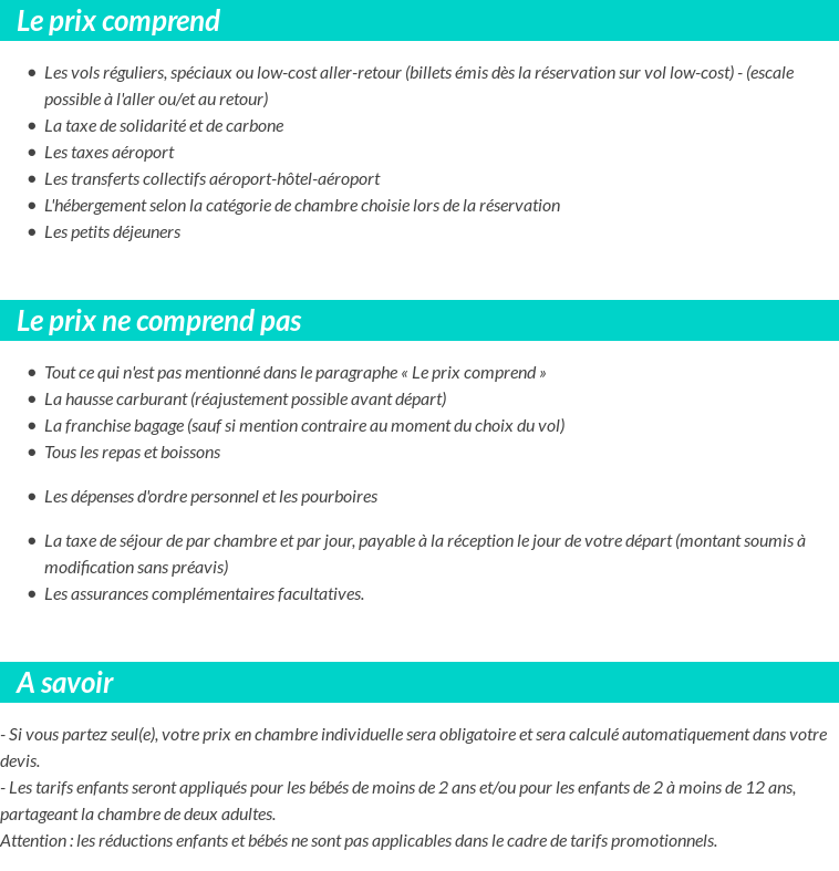 Conditions tarifaires