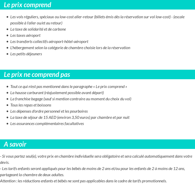 Conditions tarifaires